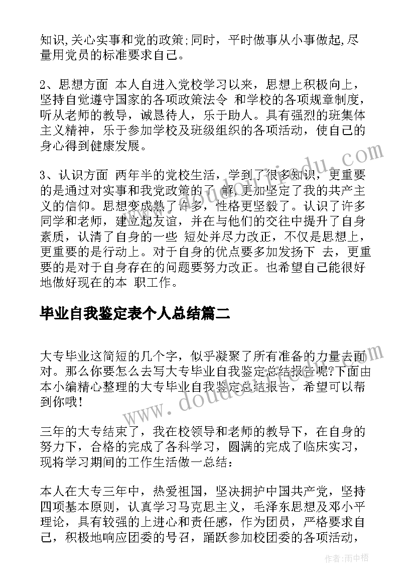 2023年毕业自我鉴定表个人总结(优秀10篇)