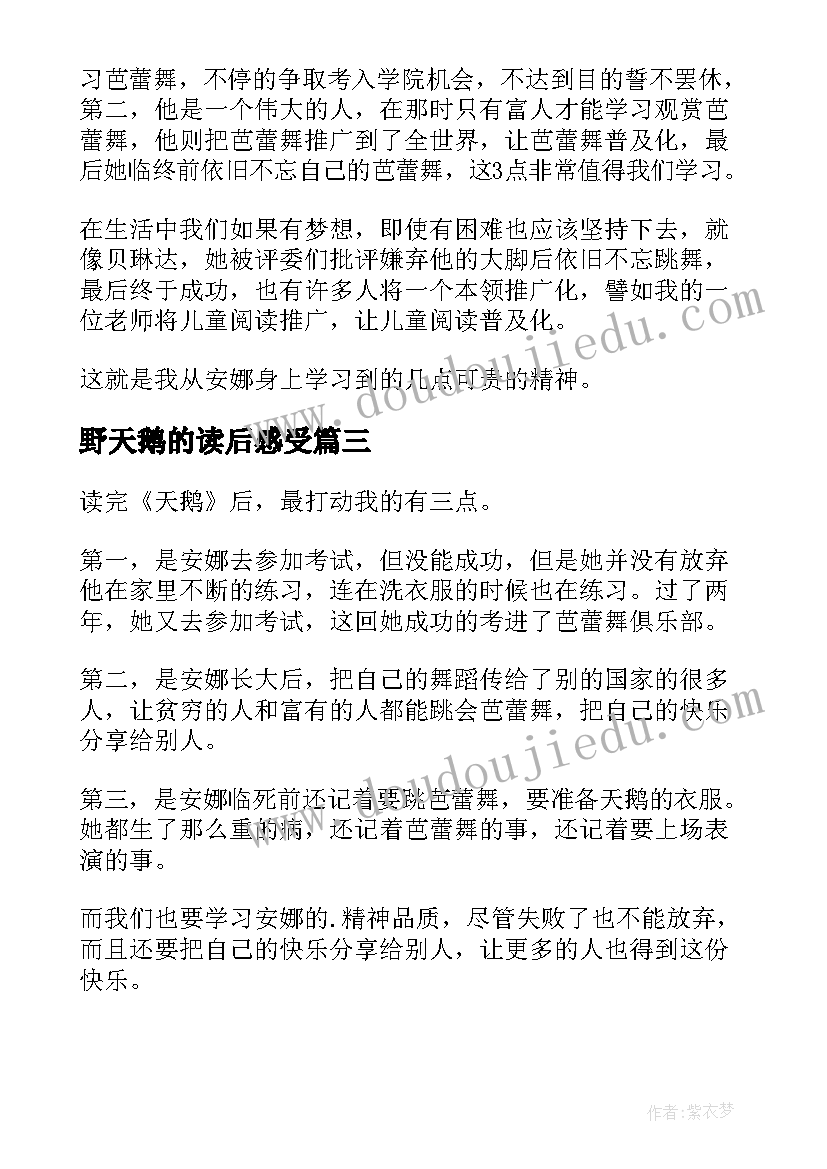 最新野天鹅的读后感受(优质9篇)