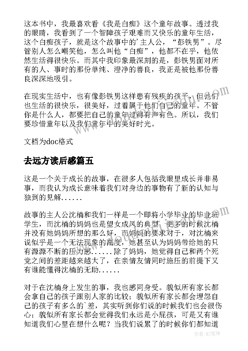 2023年去远方读后感 童年的远方读后感(汇总8篇)