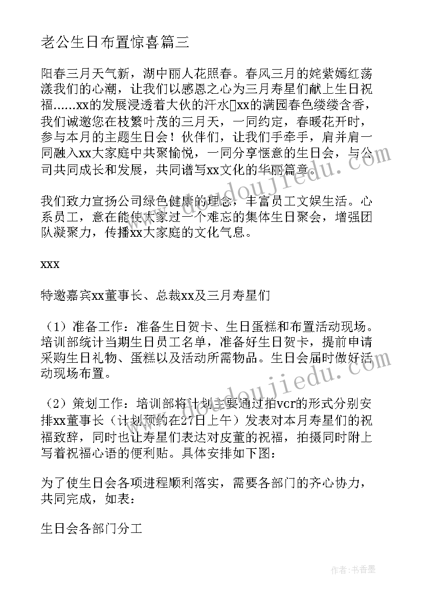 2023年老公生日布置惊喜 给员工生日惊喜策划方案(模板5篇)