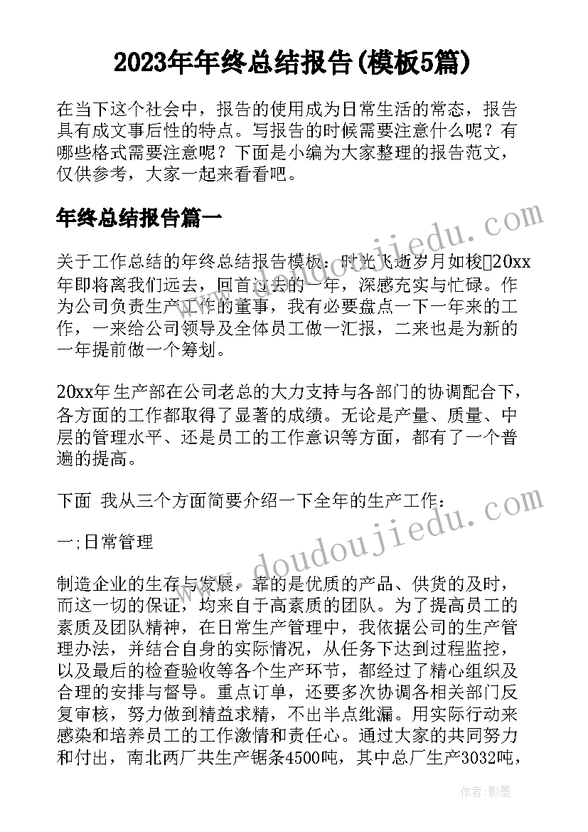 2023年年终总结报告(模板5篇)