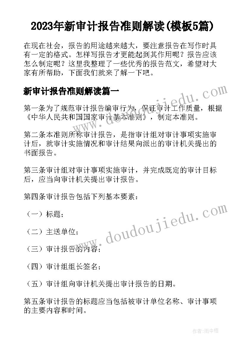 2023年新审计报告准则解读(模板5篇)