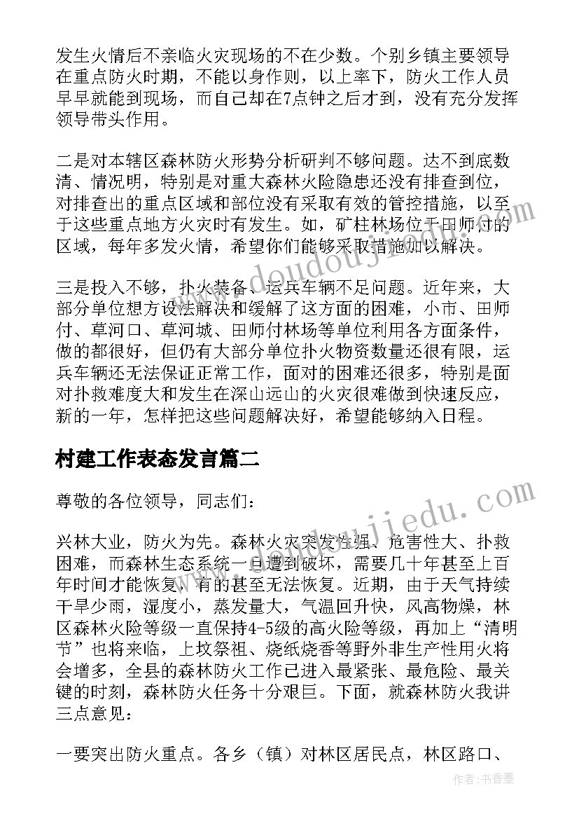 最新村建工作表态发言(大全7篇)