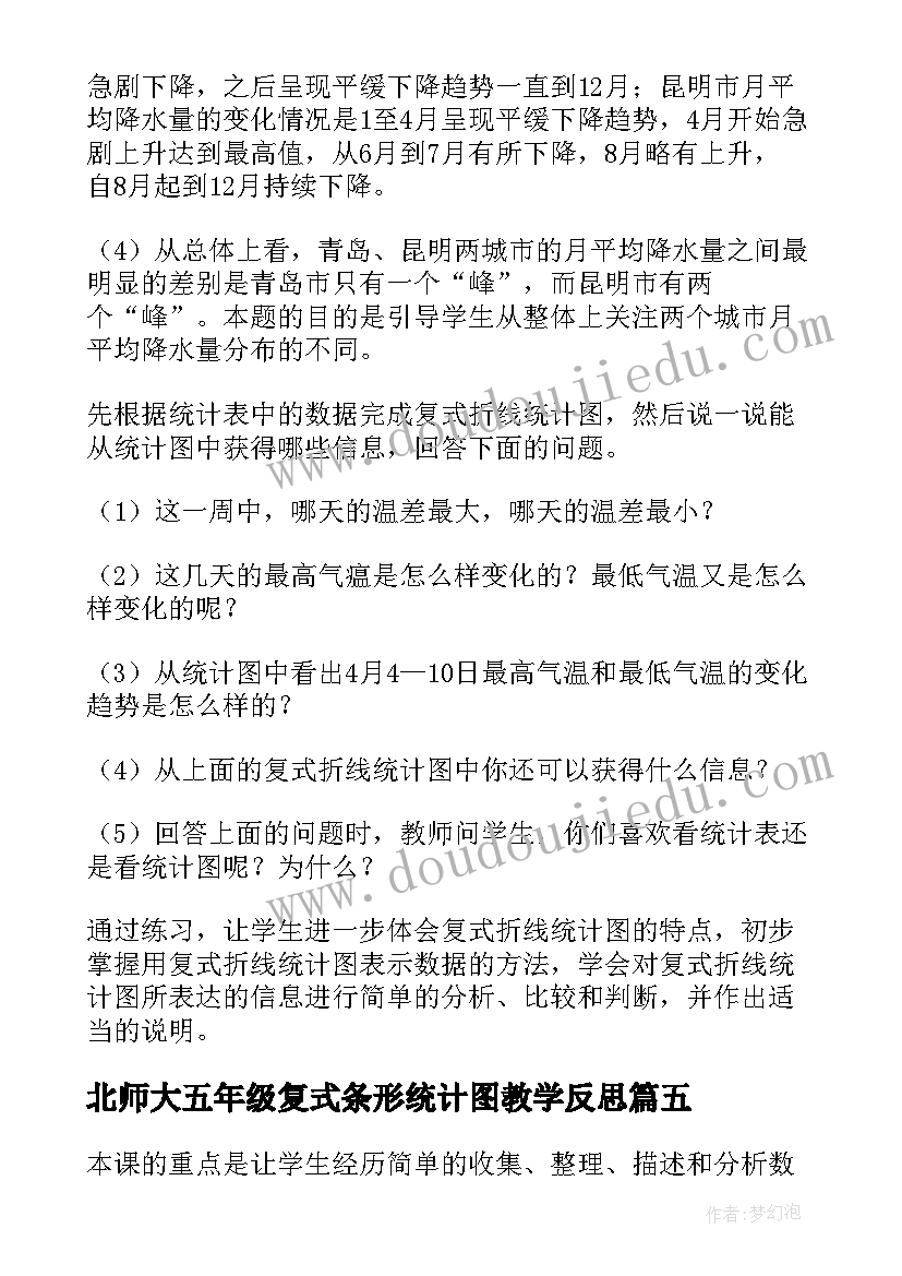 2023年北师大五年级复式条形统计图教学反思(大全5篇)