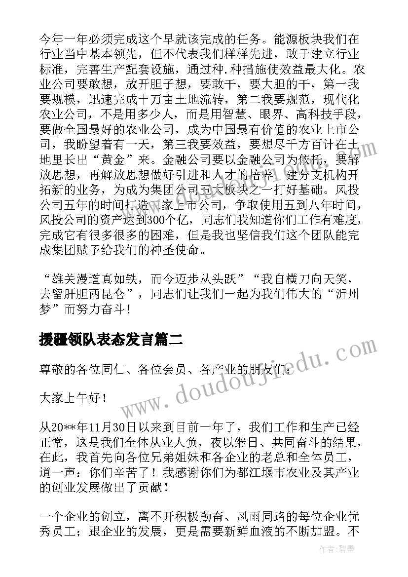 2023年援疆领队表态发言(优质10篇)