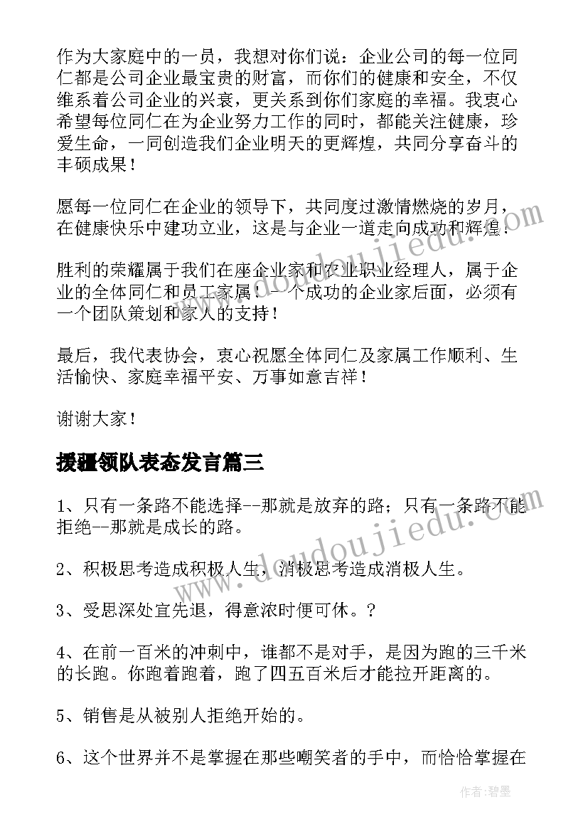 2023年援疆领队表态发言(优质10篇)