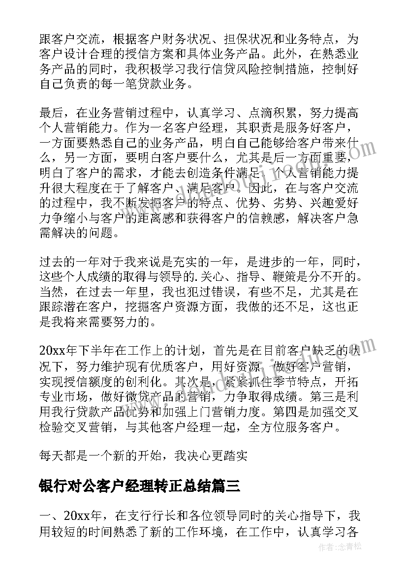 2023年银行对公客户经理转正总结 银行对公客户经理年终总结(实用5篇)