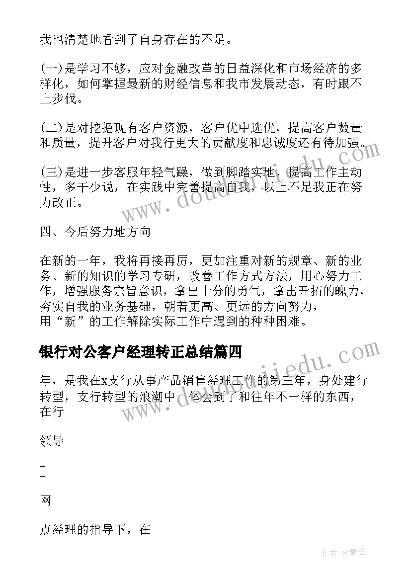 2023年银行对公客户经理转正总结 银行对公客户经理年终总结(实用5篇)