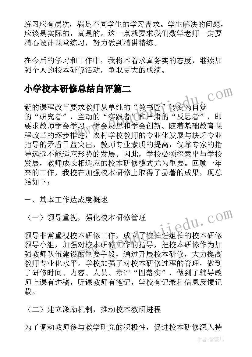 最新小学校本研修总结自评(实用5篇)