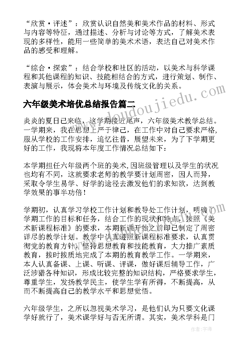 六年级美术培优总结报告(大全5篇)