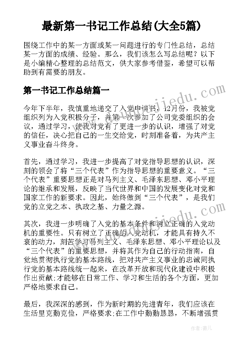 最新第一书记工作总结(大全5篇)