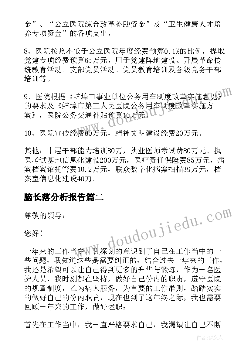 脑长落分析报告 医院不合理治疗整改报告(精选5篇)