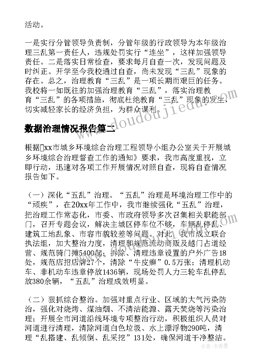 2023年数据治理情况报告 治理三乱自查报告(通用5篇)