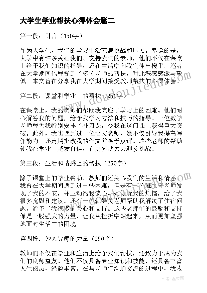 2023年大学生学业帮扶心得体会(大全5篇)