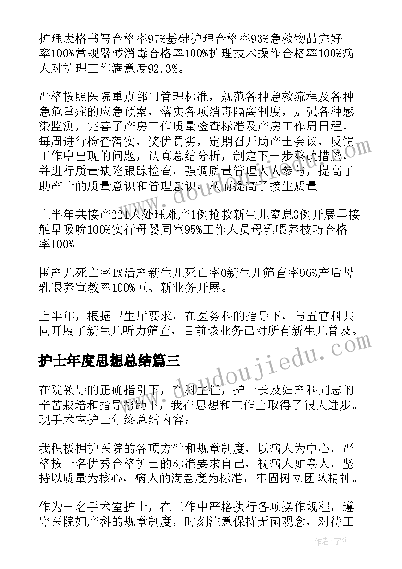 最新护士年度思想总结(优秀6篇)