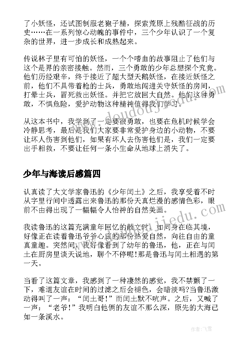 少年与海读后感 顶碗少年读后感(实用7篇)