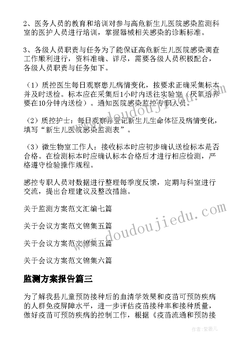 最新监测方案报告(通用7篇)