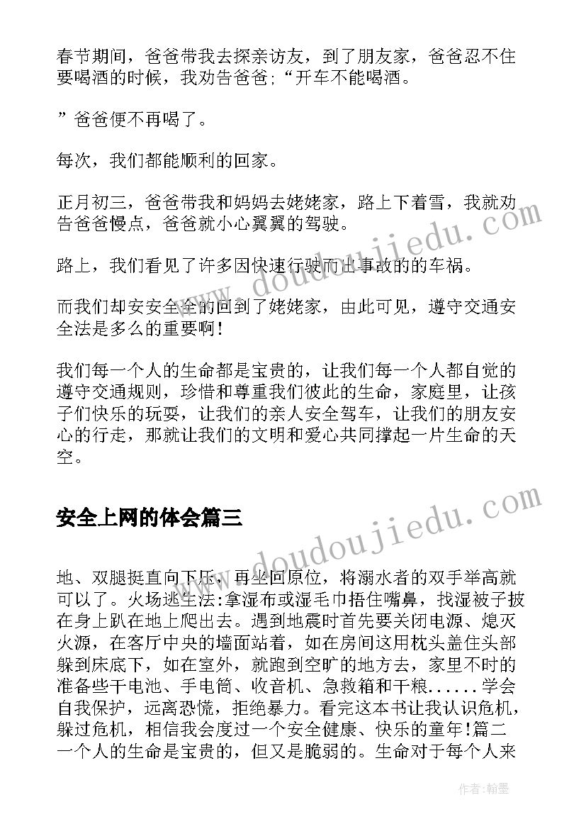 2023年安全上网的体会(通用8篇)