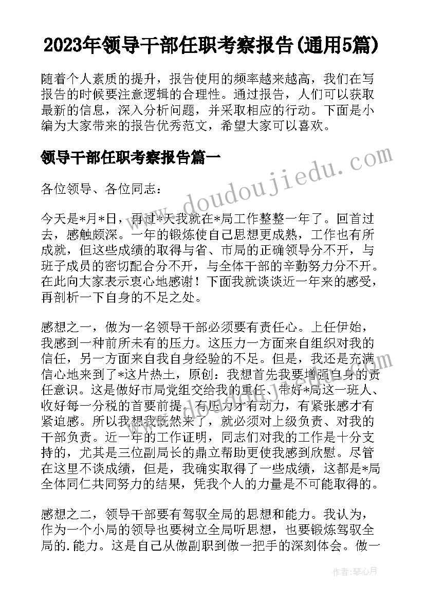 2023年领导干部任职考察报告(通用5篇)