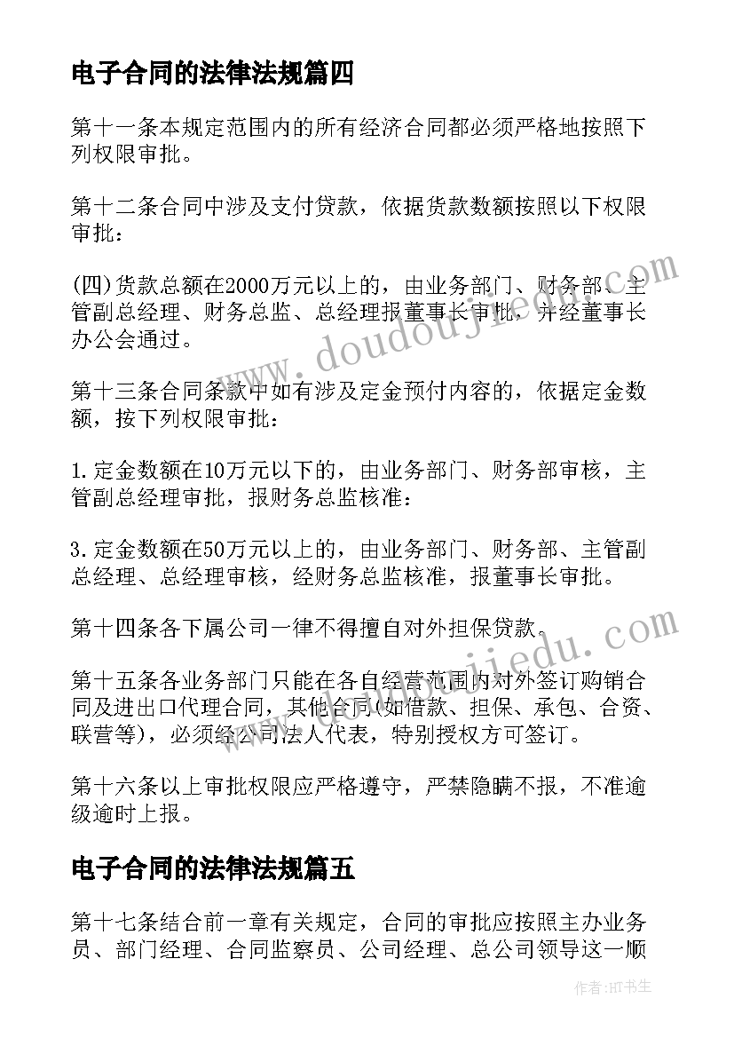 2023年电子合同的法律法规(优秀5篇)