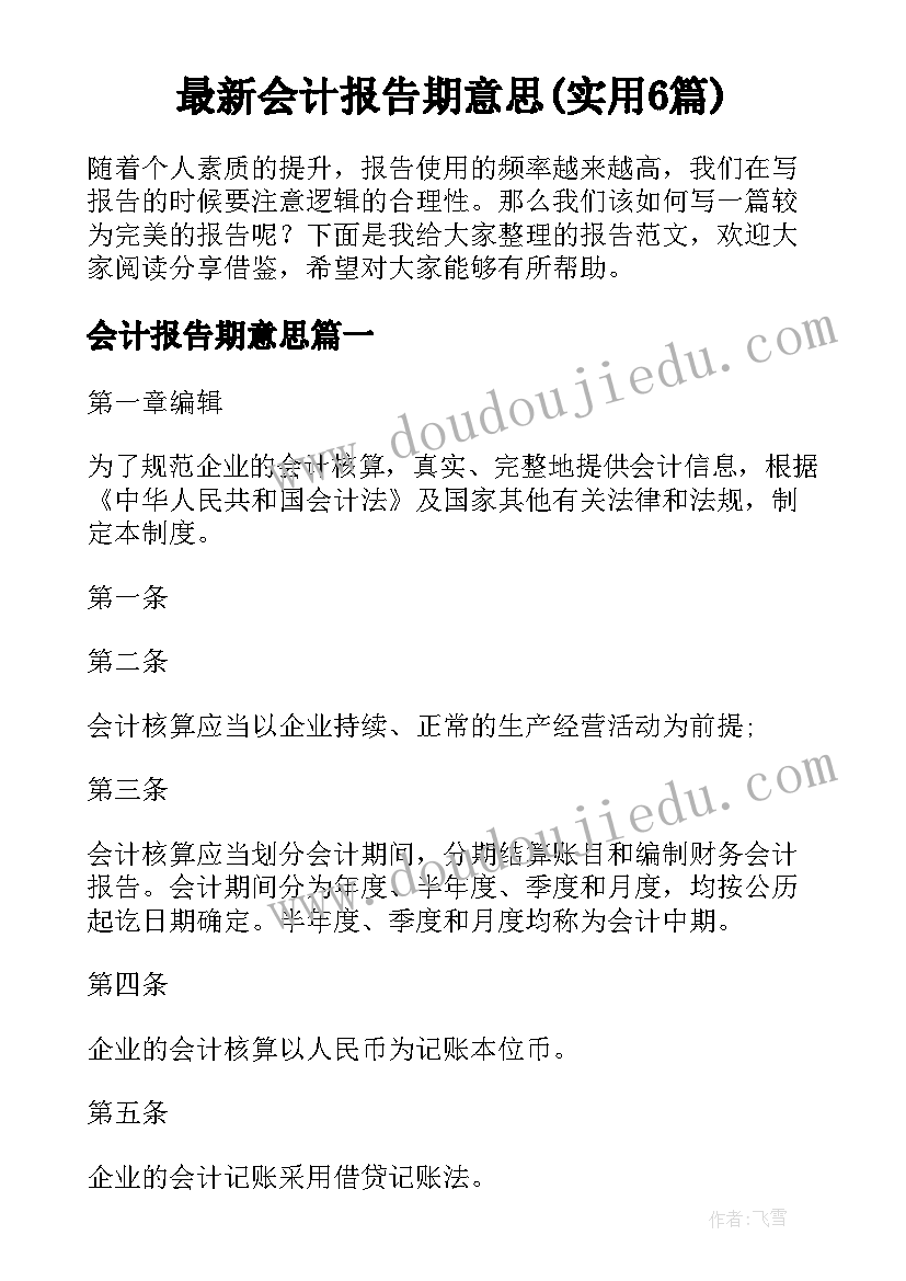 最新会计报告期意思(实用6篇)