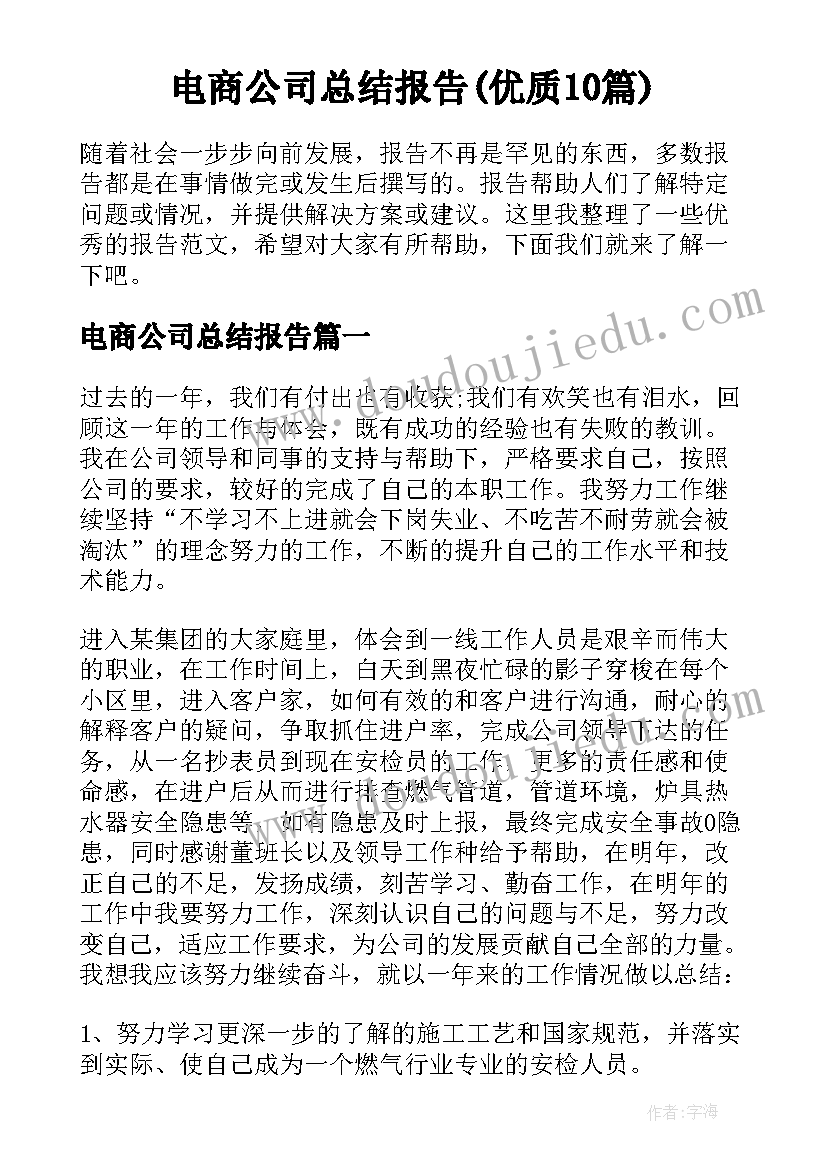 电商公司总结报告(优质10篇)