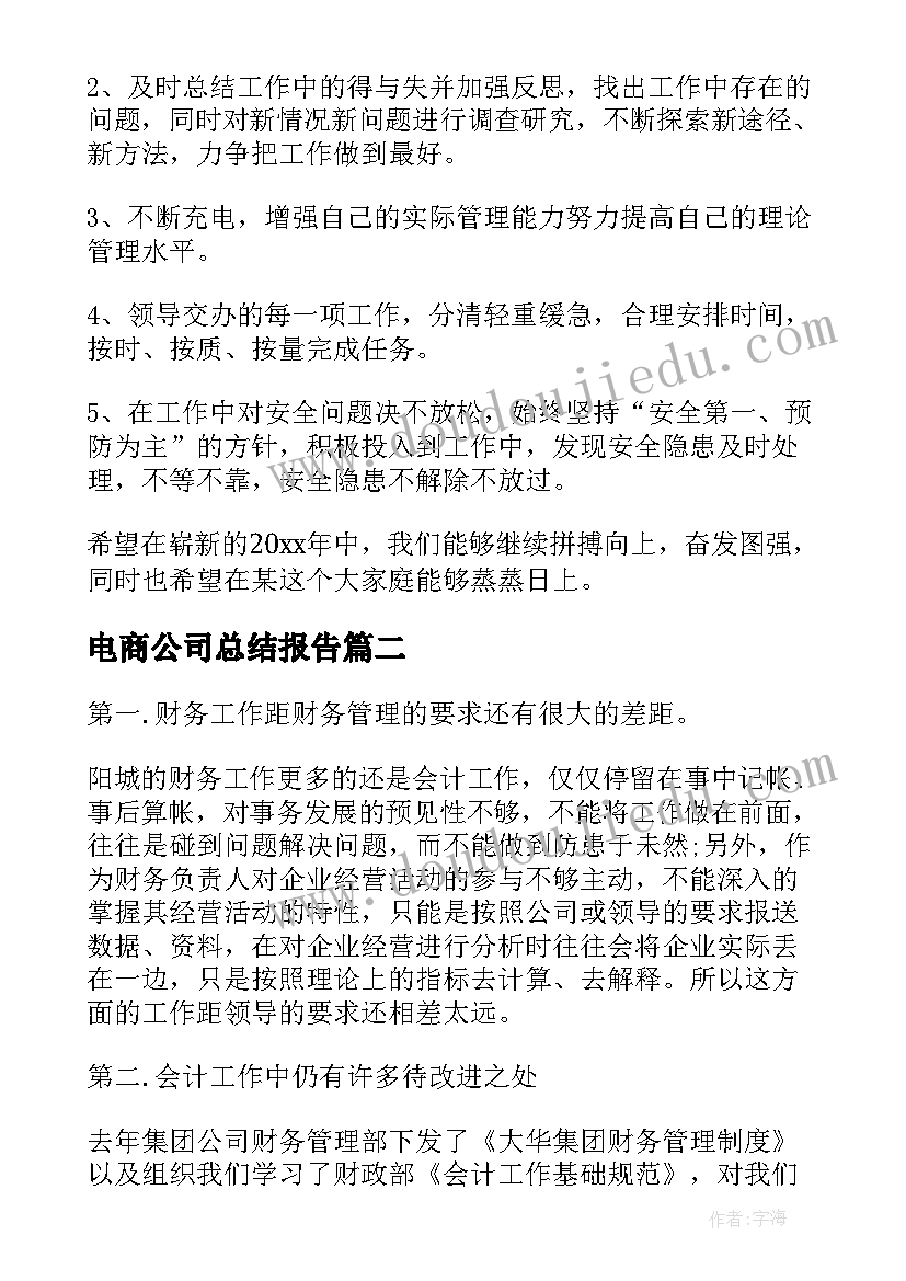 电商公司总结报告(优质10篇)