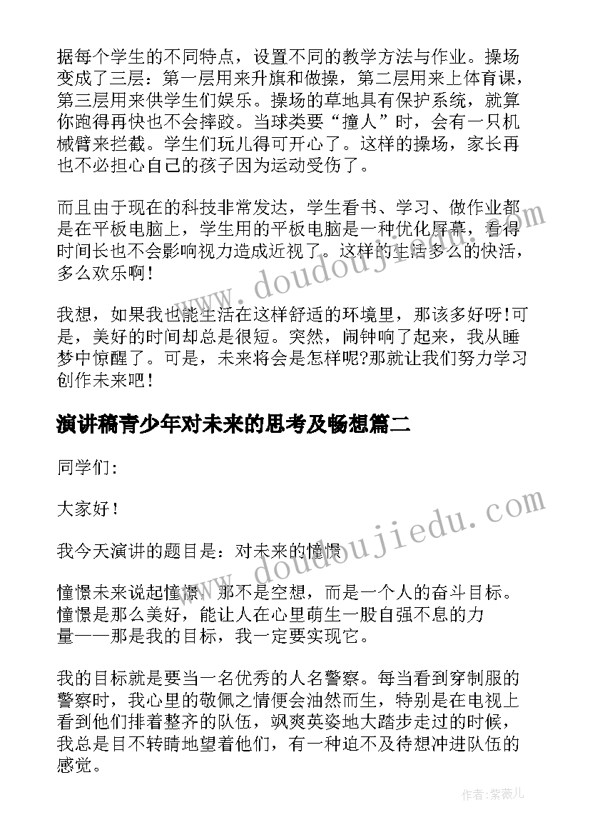 2023年演讲稿青少年对未来的思考及畅想 畅想未来演讲稿(优质5篇)