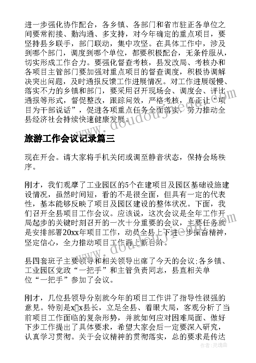 旅游工作会议记录(精选7篇)