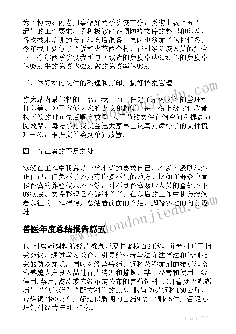 兽医年度总结报告(大全6篇)