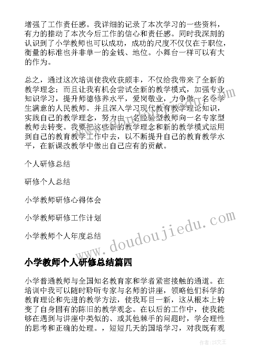 2023年小学教师个人研修总结 小学校本研修个人总结(精选7篇)