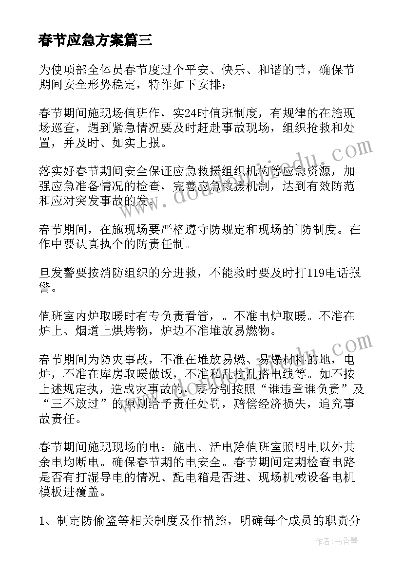 最新春节应急方案(精选5篇)