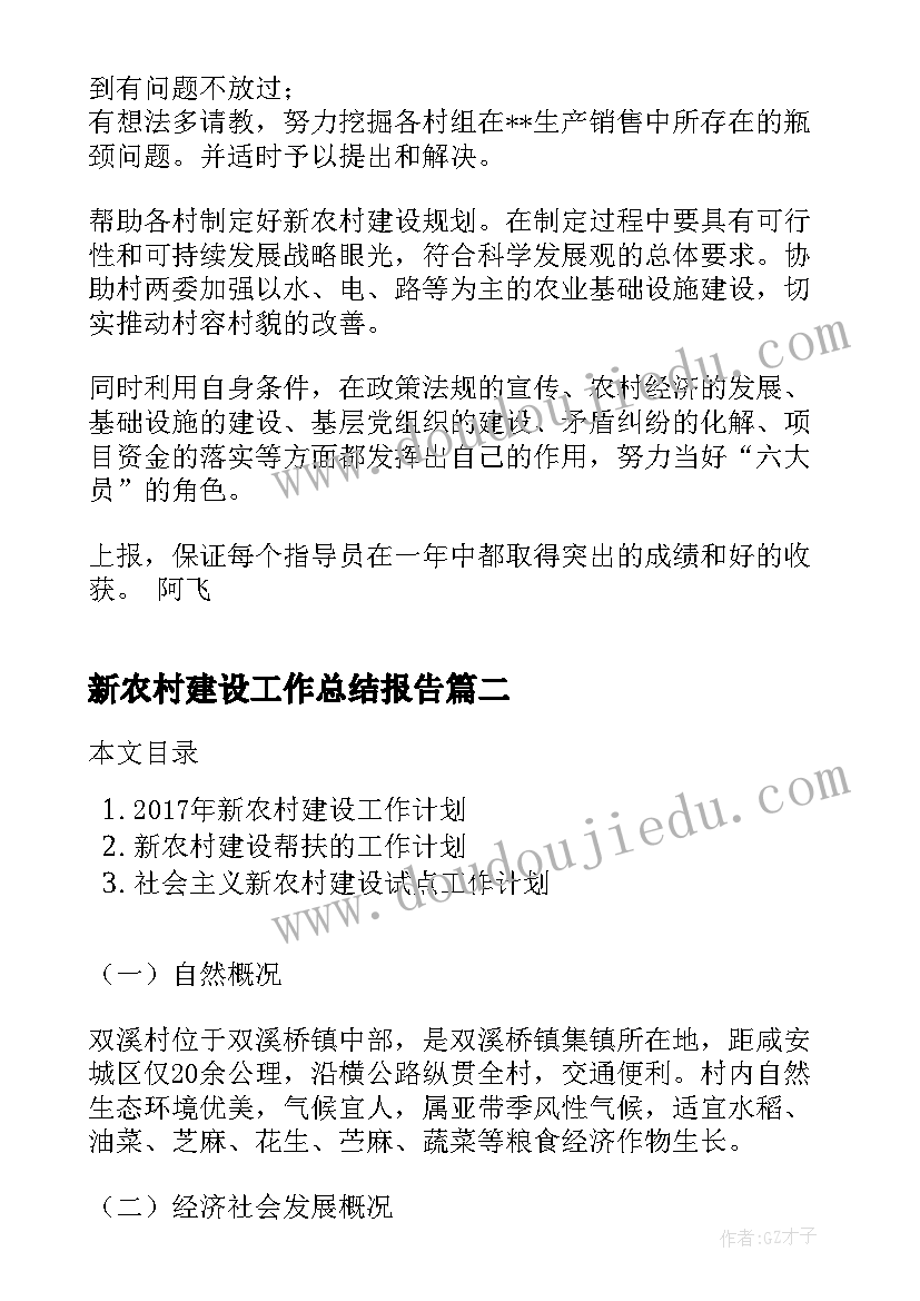 2023年新农村建设工作总结报告(通用10篇)