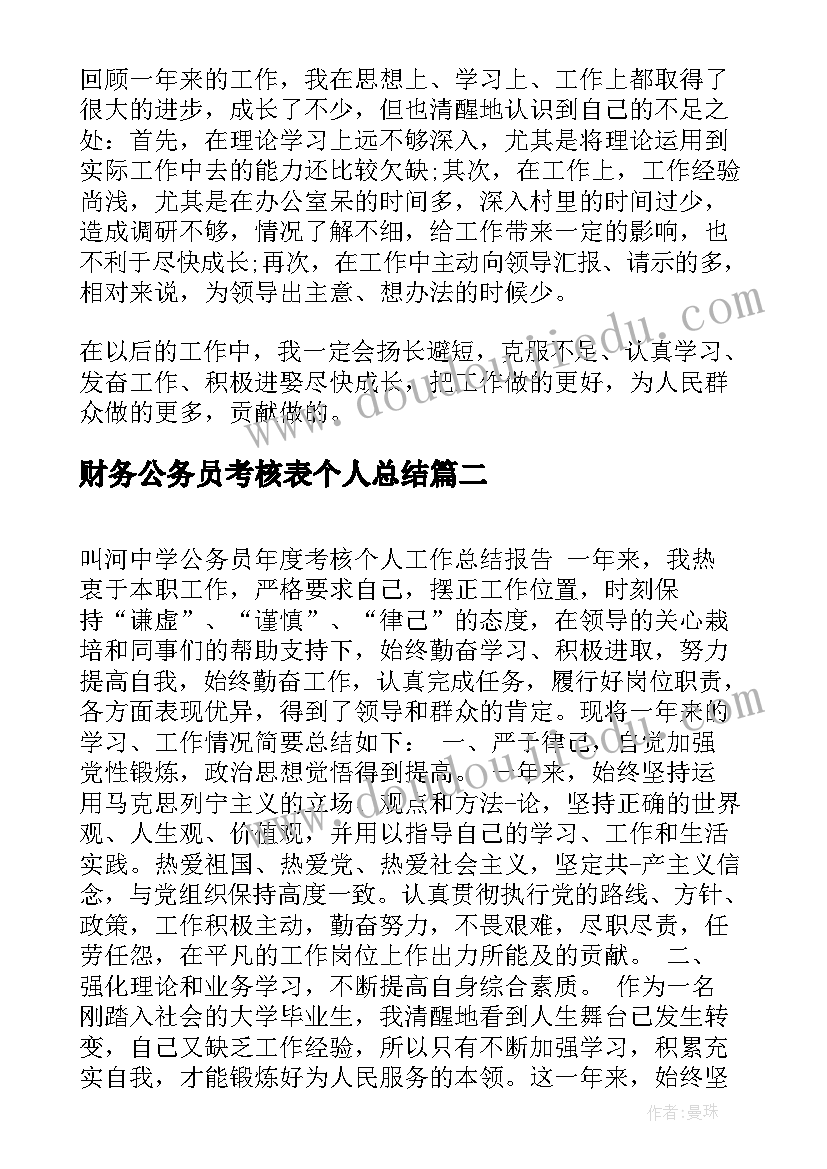 2023年财务公务员考核表个人总结 公务员年度考核表个人总结(汇总10篇)