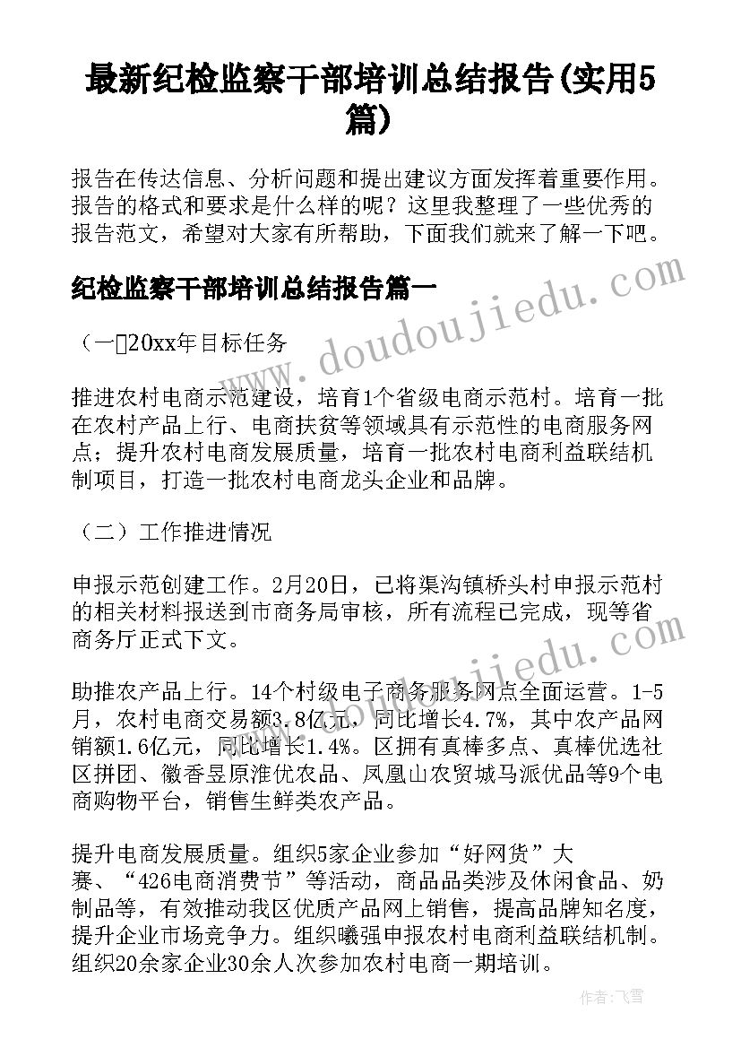 最新纪检监察干部培训总结报告(实用5篇)