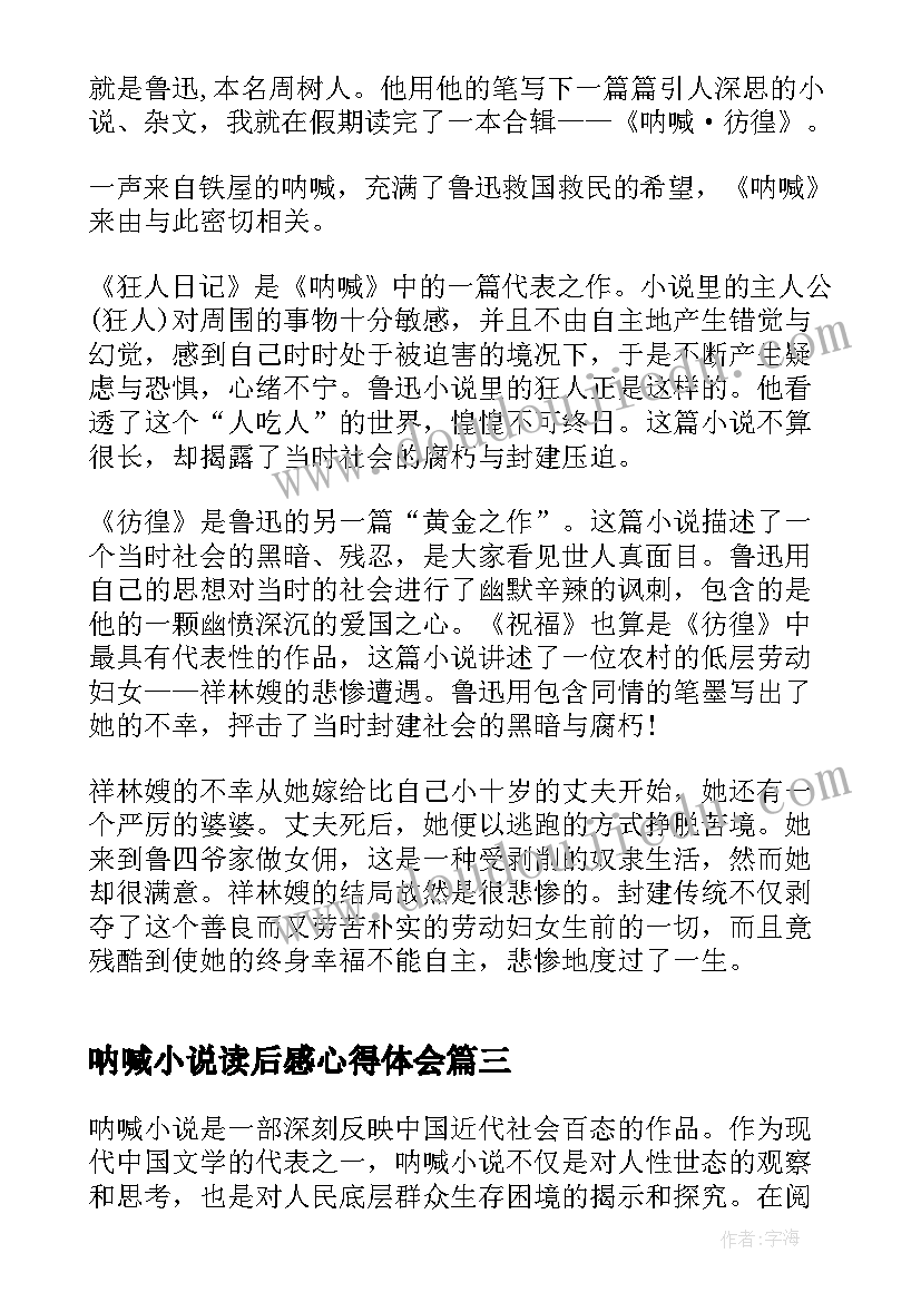 2023年呐喊小说读后感心得体会(模板5篇)