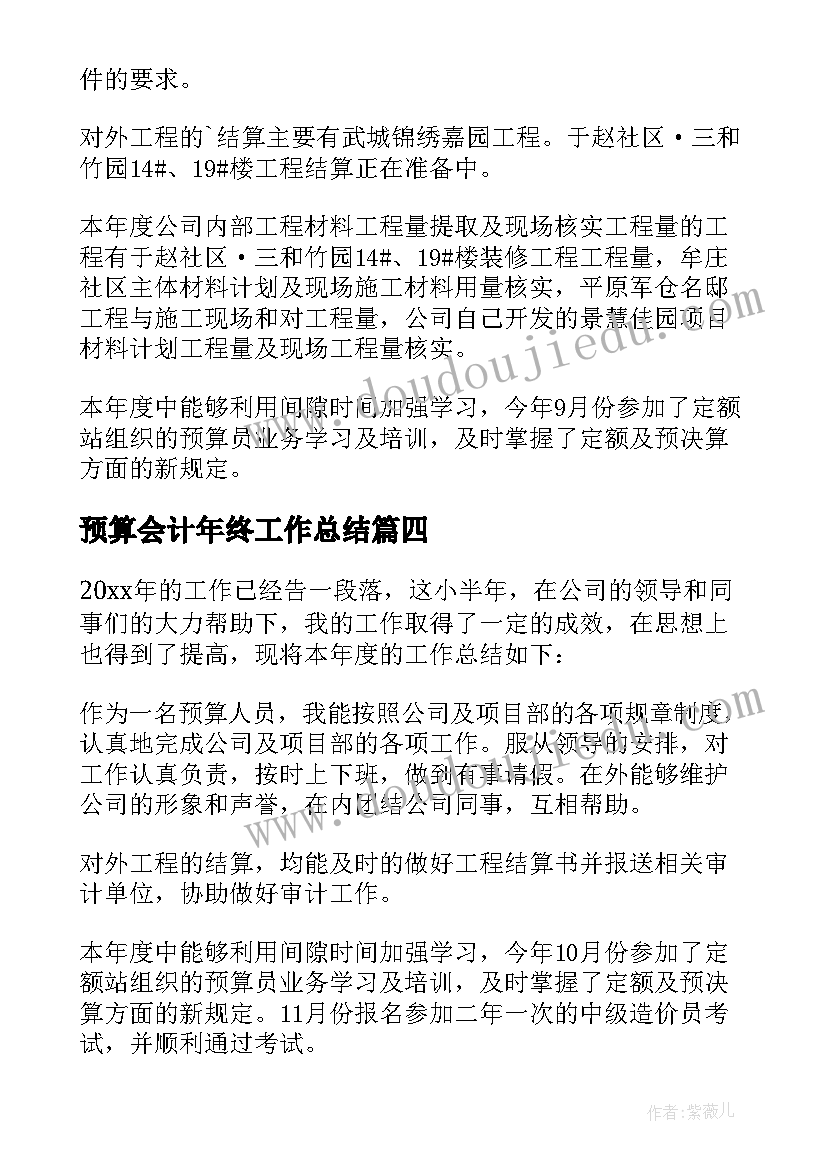 2023年预算会计年终工作总结(大全10篇)