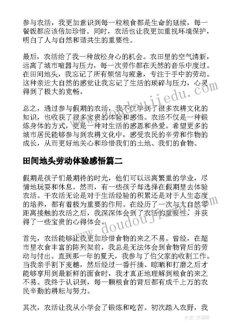 2023年田间地头劳动体验感悟(通用5篇)