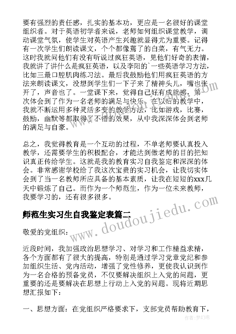 2023年师范生实习生自我鉴定表 实习期间自我鉴定(实用8篇)