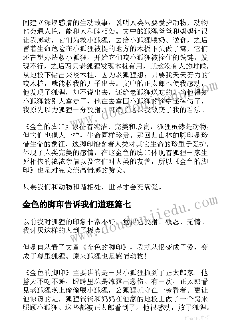 金色的脚印告诉我们道理 金色的脚印读后感(模板7篇)