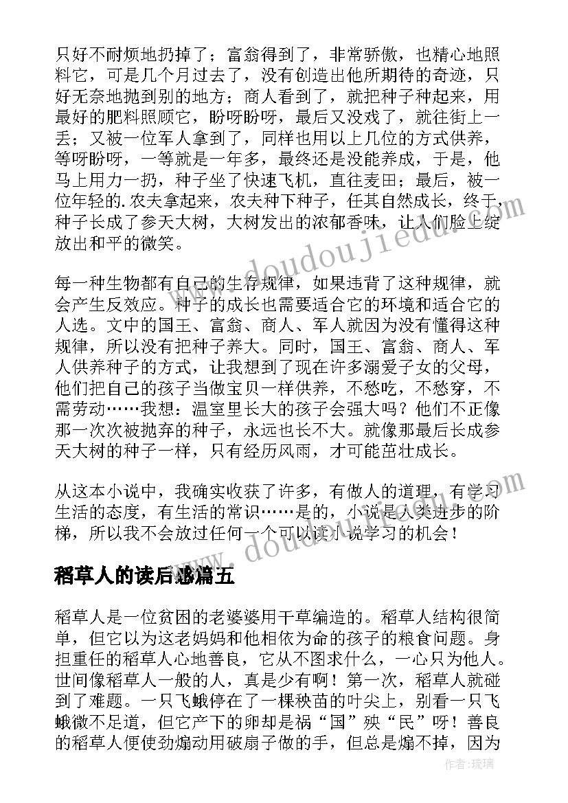 2023年稻草人的读后感(实用6篇)