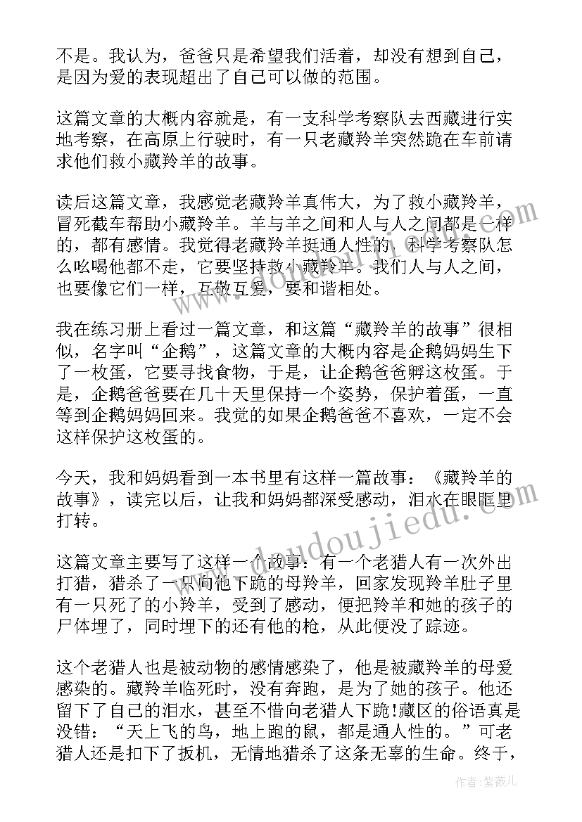 藏羚羊读后感(模板6篇)