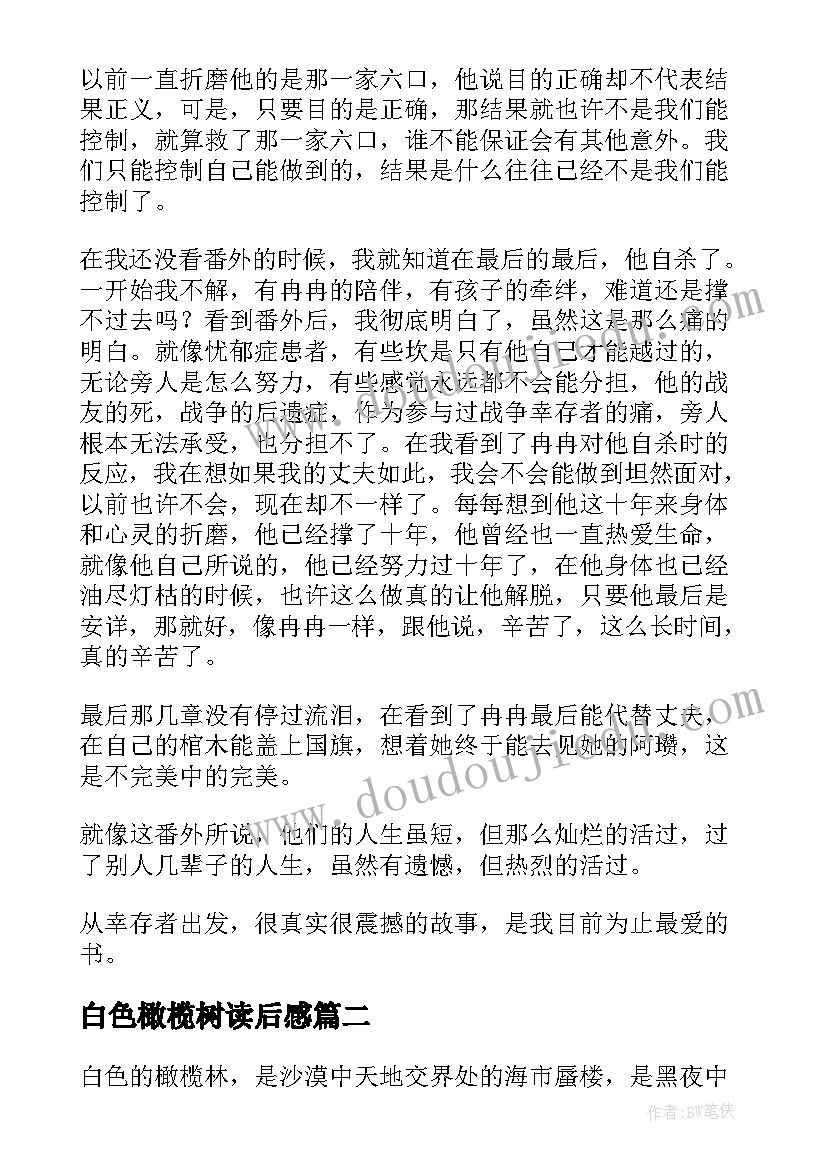 最新白色橄榄树读后感 白色橄榄树的读后感(模板5篇)