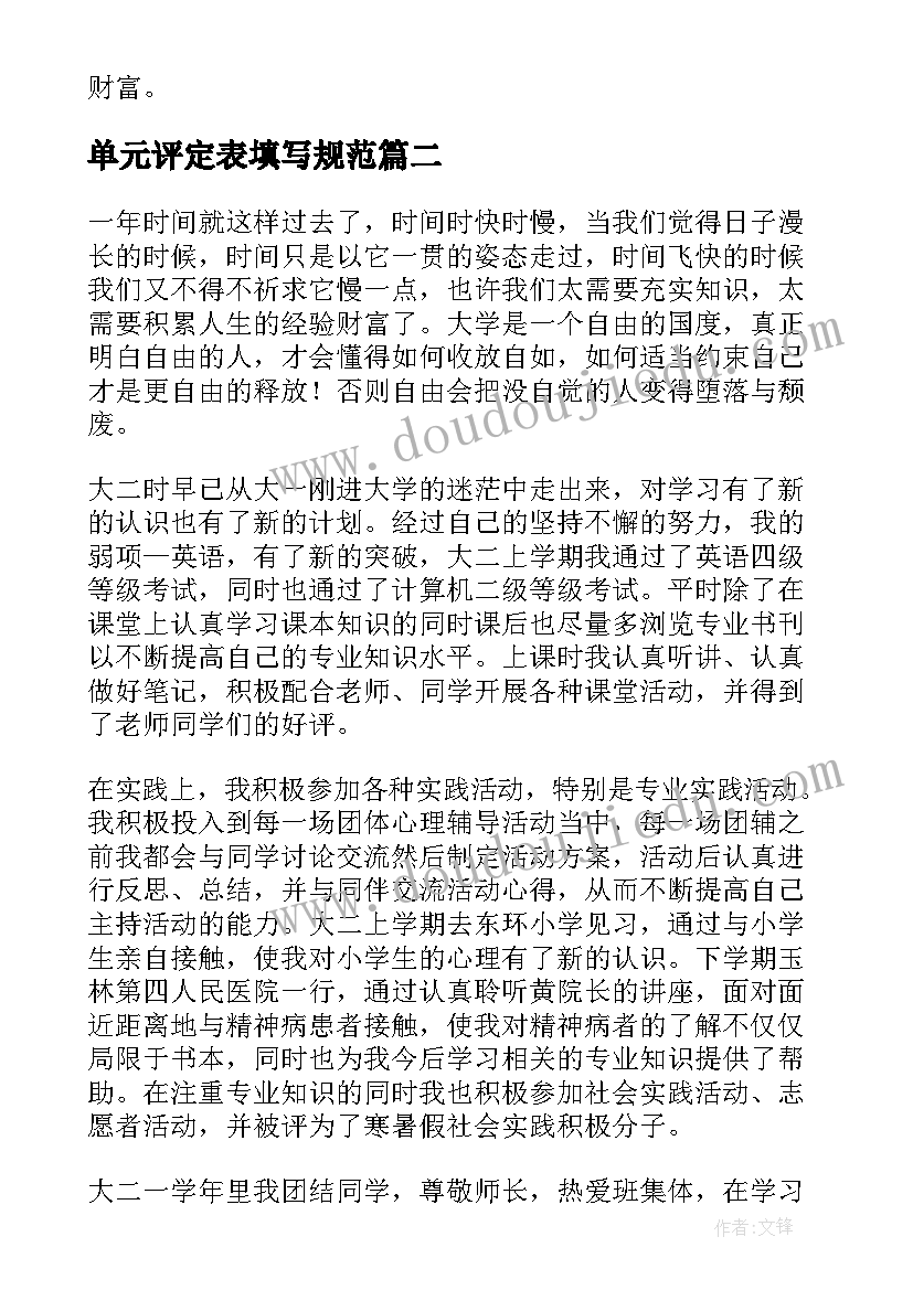 2023年单元评定表填写规范 本科生自我鉴定评价(精选10篇)