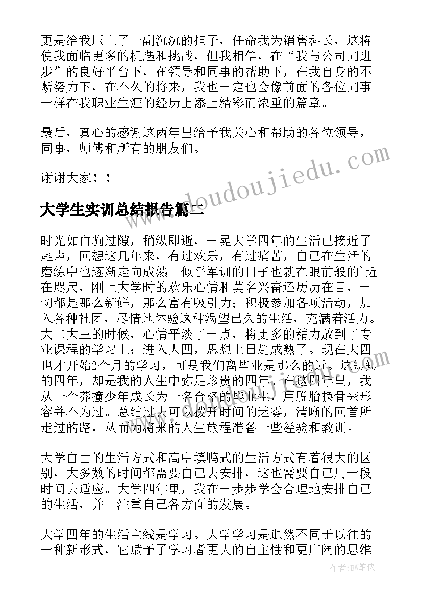 大学生实训总结报告(汇总6篇)