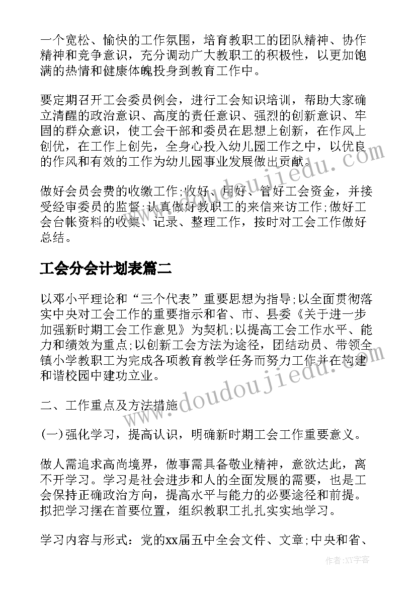 2023年工会分会计划表 幼儿园工会计划(优质8篇)