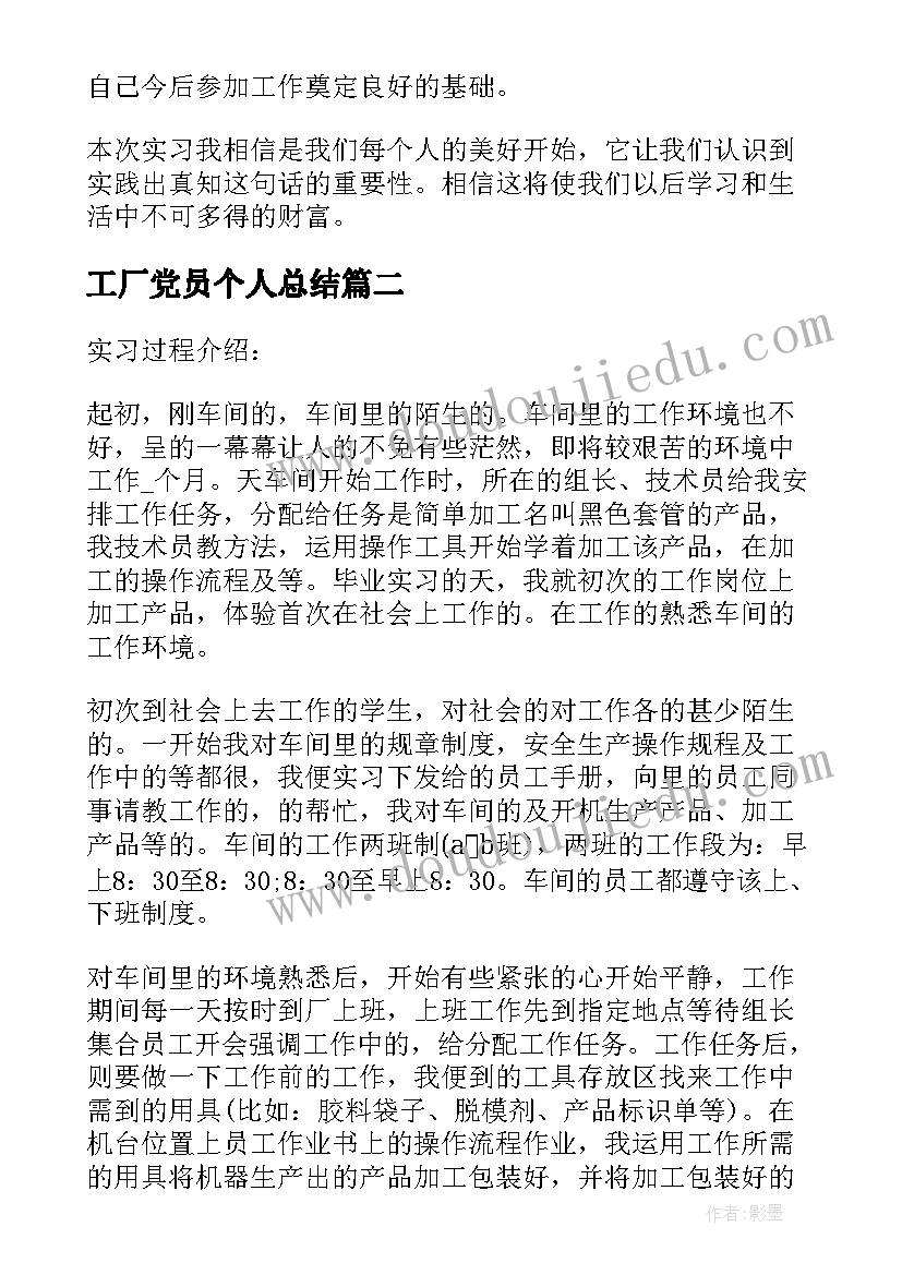 2023年工厂党员个人总结(通用9篇)