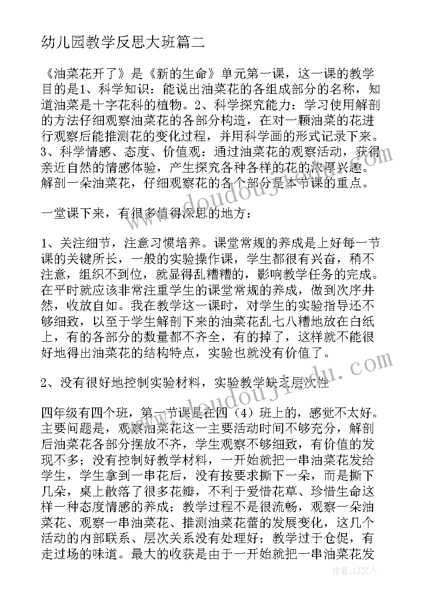 幼儿园教学反思大班(汇总7篇)