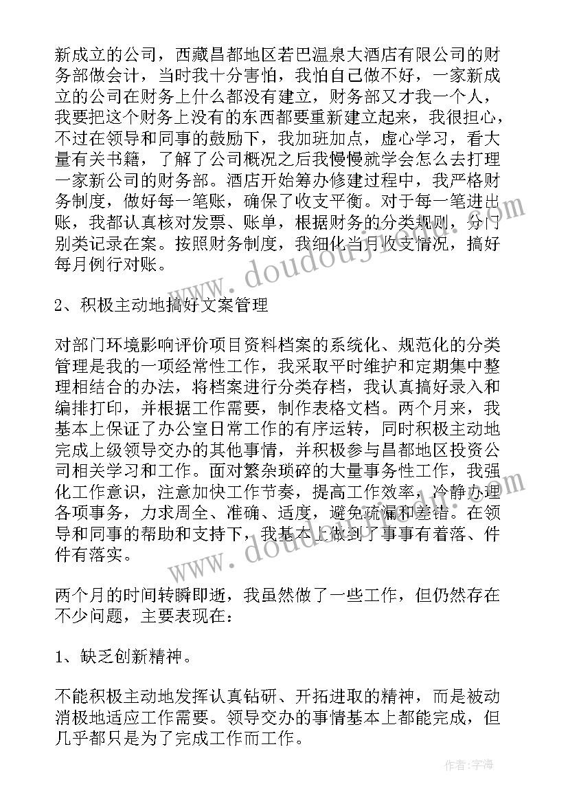 最新试用期财务工作总结(精选5篇)