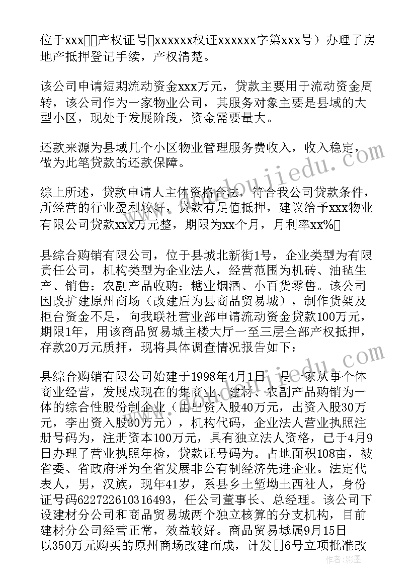 2023年贷款调查报告(精选5篇)